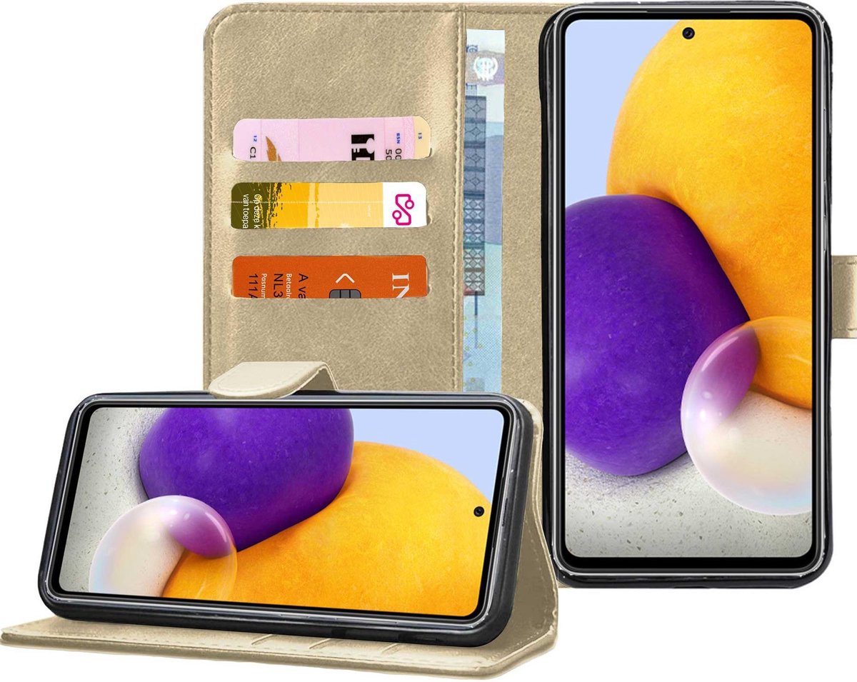 Hoesje geschikt voor Samsung Galaxy A72 - Book Case Portemonnee Hoesje Goud