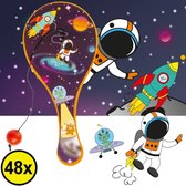 Decopatent® Uitdeelcadeaus 48 STUKS Space Paddle Bat Bal Spel met Elastiek - Speelgoed Traktatie Uitdeelcadeautjes voor kinderen