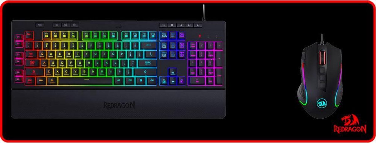 Redragon FPS Triple XL Set - RGB gaming toetsenbord, muis en muismat - Macrotoetsen - quick-fire button DPI - Black Friday - cadeau voor gamers