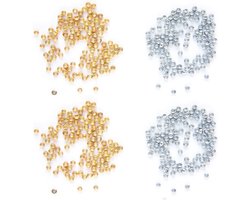 foto van Knijpkralen, van huid VEILIGE metaalsoort, 400 stuks, goud- en zilverkleurig – 2mm – DIY zelf sieraden maken – Kinderen en volwassenen
