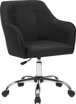 Nancy's Gateway Office Chair - Chaise pivotante - Chaise de bureau - Sur roulettes - Hauteur réglable - Acier - Imitation Lin - Zwart - Argent - 65 x 69 x (83-93) cm