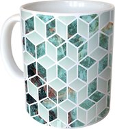 Mok Wit - Groen Hexagon Marmer - 300ml