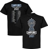 Argentinië Copa America 2021 Winners Selectie T-Shirt - Zwart - Kinderen - 98