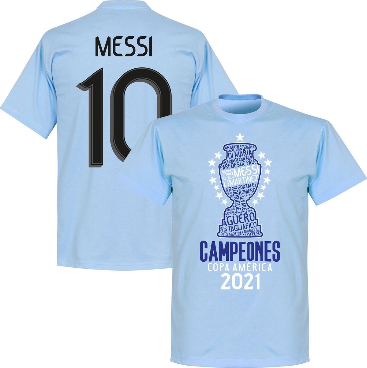 Argentinië Copa America 2021 Winners Messi 10 T-Shirt - Lichtblauw - Kinderen - 152