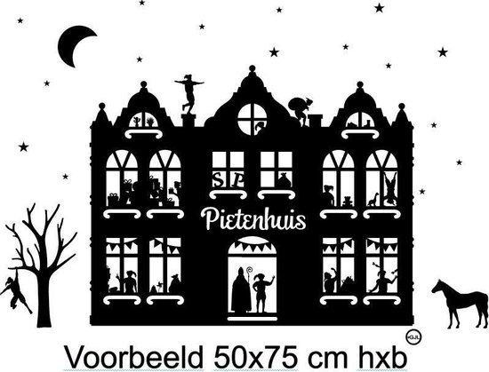 Raam Sticker Pietenhuis - 5 December - Statische Raamsticker Sinterklaas - Piet - Pieten - Feest -Pepernoten  Marsepein Herbruikbaar 50x75cm