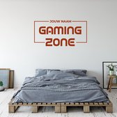 Muursticker Gaming Zone Met Naam -  Bruin -  80 x 40 cm  -  baby en kinderkamer  naam stickers  alle - Muursticker4Sale