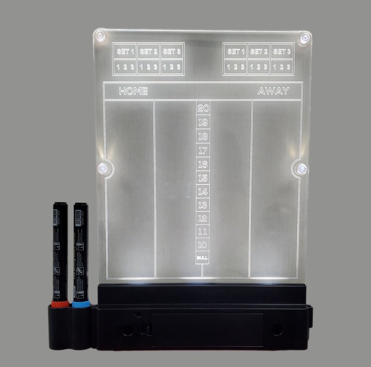 Dartshopper Acrylic Light Up Dart Scoreboard - Dartspel Score Counter - Lichtgevend - Inc. Markers