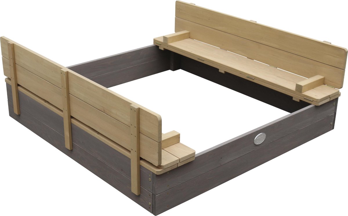 AXI Ella XL Houten Zandbak in Grijs/Bruin - Met Zitbankjes en Deksel - FSC hout - 120x120x20cm - Zandbak voor kinderen — afbeelding 9