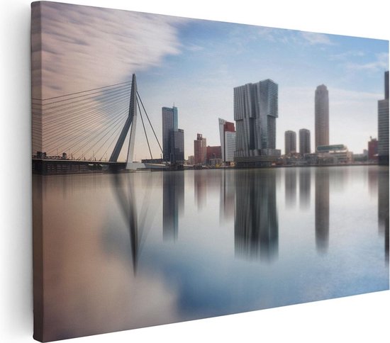 Artaza Canvas Schilderij Rotterdamse Skyline Met De Erasmusbrug - Foto Op Canvas - Canvas Print