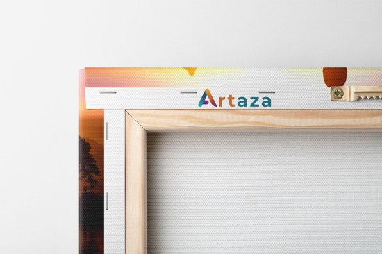 Artaza Canvas Schilderij Silhouet Van Boeddha Beeld Met Zonsondergang - 100x80 - Groot - Foto Op Canvas - Canvas Print