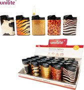 Unilite klik aanstekers - electronisch aansteker - navulbaar - 20 stuks in een display - Animal / tijger print