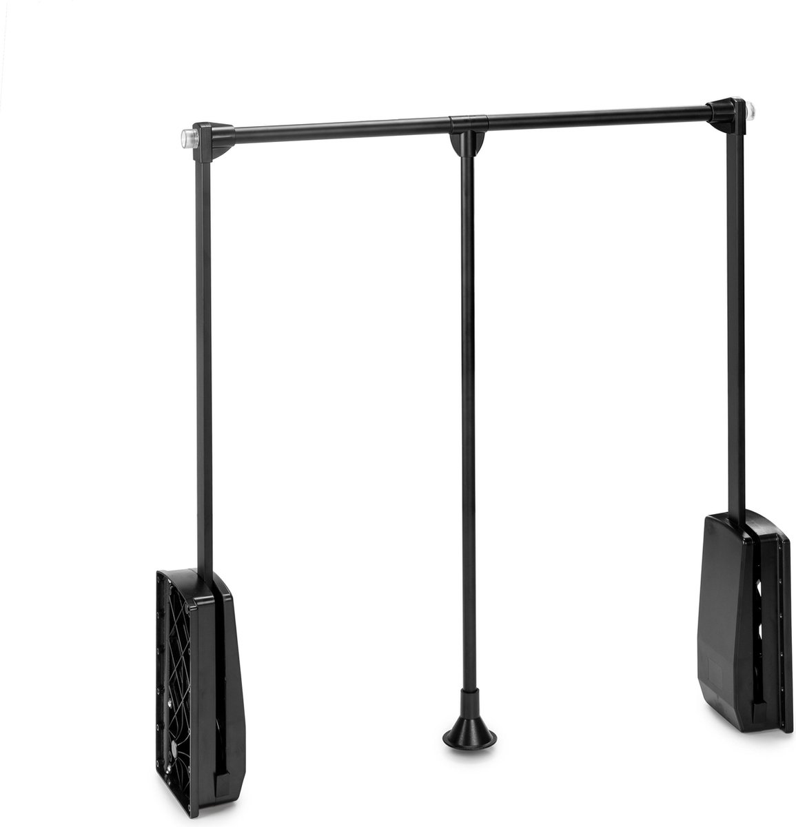 Emuca Opvouwbare garderobestang voor garderobekasten Hang, verstelbaar 830-1.150 mm, tot 12 kg, Staal, Zwart