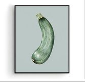 Poster Courgette Groen Groente / Fruit Poster Handgetekend - Keuken - Muurdecoratie - 80x60cm - PosterCity