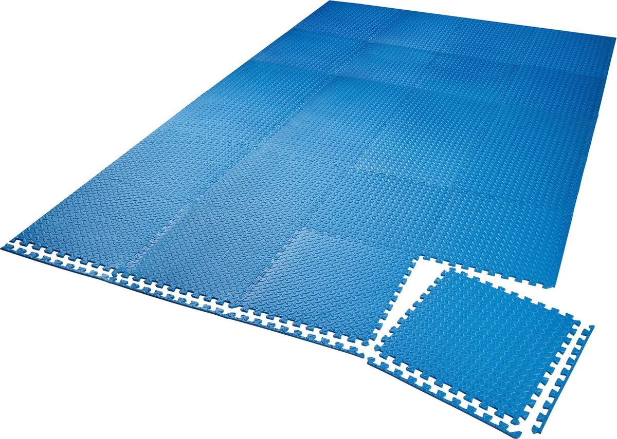 tectake - Set van 24 beschermingsmatten vloerbeschermingsmatten fitnessmatten - blauw - 404134