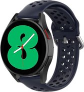 Strap-t Siliconen bandje met ventilatiegaatjes - geschikt voor Samsung Galaxy Watch 6 / 6 Classic / Watch 5 / 5 Pro / Watch 4 / 4 Classic - horlogebandje voor Galaxy Watch 4-5-6 alle varianten - donkerblauw