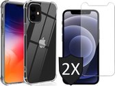Hoesje geschikt voor iPhone 13 Mini - Shock Proof Case met 2x Screenprotector - Transparant
