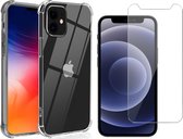 Hoesje geschikt voor iPhone 13 - Anti Shock Proof Siliconen Back Cover Case Hoes Transparant - Tempered Glass Screenprotector
