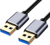 Everytech USB 3.0 male naar USB 3.0 male - Vergulde connectoren - 1.5 Meter - 5Gbps - Aluminium behuizing - CE, FC en RoHS Gecertificeerd - Zwart
