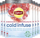 Lipton Cold Infuse Pomegrate & Hibiscus, smaak voor koud water zonder suiker en calorieën - 6 x 10 zakjes - NL-BIO-01