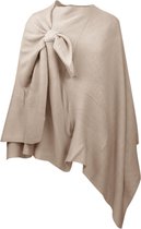 Poncho, Omslagdoek Noor, Ribgebreid met Lus, Beige