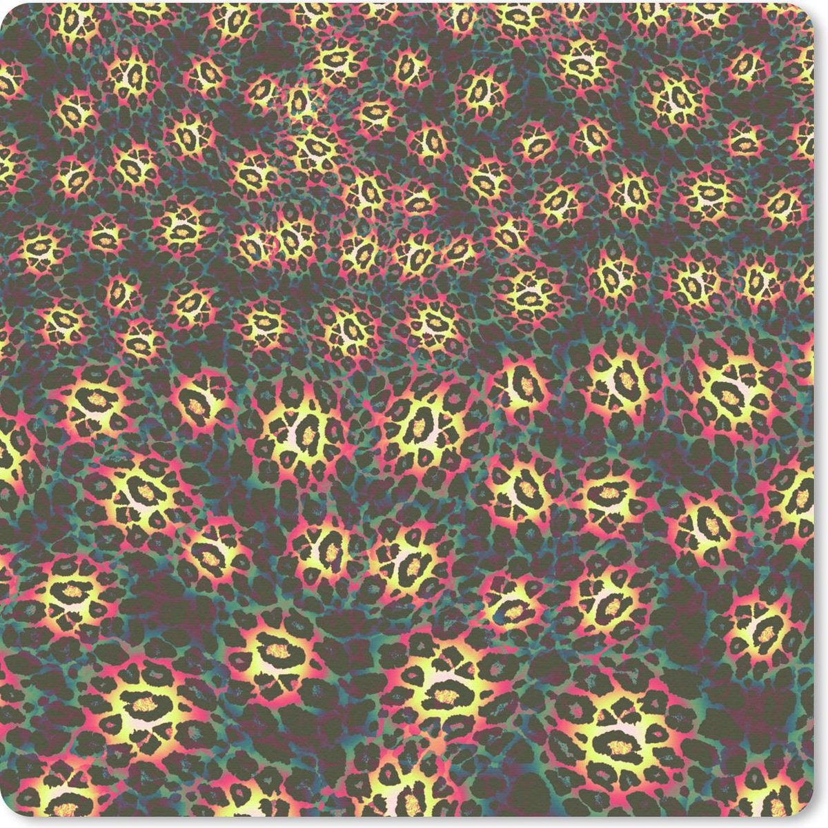 Muismat 20x20 cm - Mousepad Luipaard - Patronen - Kleurrijk - Muismatten