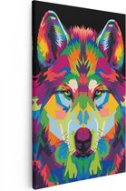 Artaza Canvas Schilderij Wolf - 40x60 cm - Wanddecoratie Abstract - Muurdecoratie Dierenkop - Schilderijen Op Canvas