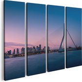 Artaza Canvas Schilderij Vierluik Erasmusbrug In Rotterdam Met Zonsondergang - 80x60 - Foto Op Canvas - Canvas Print