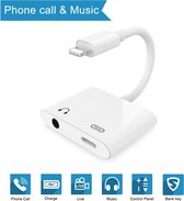 Audio Splitter Adapter (2 in 1) Geshcikt voor iPhone t/m XS plus | Opladen & Audio Beluisteren | Lightning en AUX Tot 3.5Mm Jack