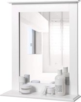 Segenn's Badkamerspiegel met Plank - Wandspiegel - Wandmontage - Make-upspiegel - voor Kaptafel - 46 x 12 x 55 cm - Mat Wit
