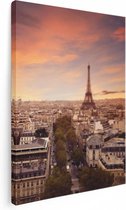 Artaza Canvas Schilderij Skyline Parijs Met Eiffeltoren - 60x80 - Foto Op Canvas - Canvas Print