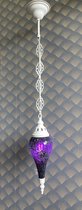 Turkse Hang Lamp Druppel Vorm - Wit Mozaïek Lamp  - Marokkaanse Lamp - Oosterse Lamp -  Druppel diameter Ø  12 cm lengte 35cm - Hoogte lamp 100 cm - Authentiek - Handmade - Kleurri