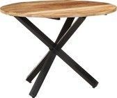 Eettafel rond ruw mangohout 100x100x75 cm