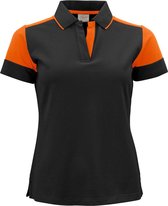 Printer Prime Polo Lady Zwart/Oranje - Maat S