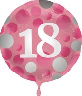 folieballon stippen 18 jaar 45 cm roze