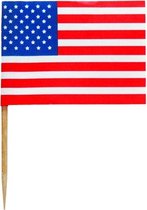 vlaggetjes Amerika 30 stuks 6 cm rood/blauw/wit