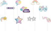 fotodecoraties Unicorn multicolor 29 cm 8 stuks