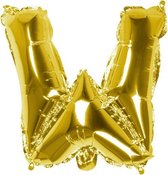 folieballon letter W 36 cm goud