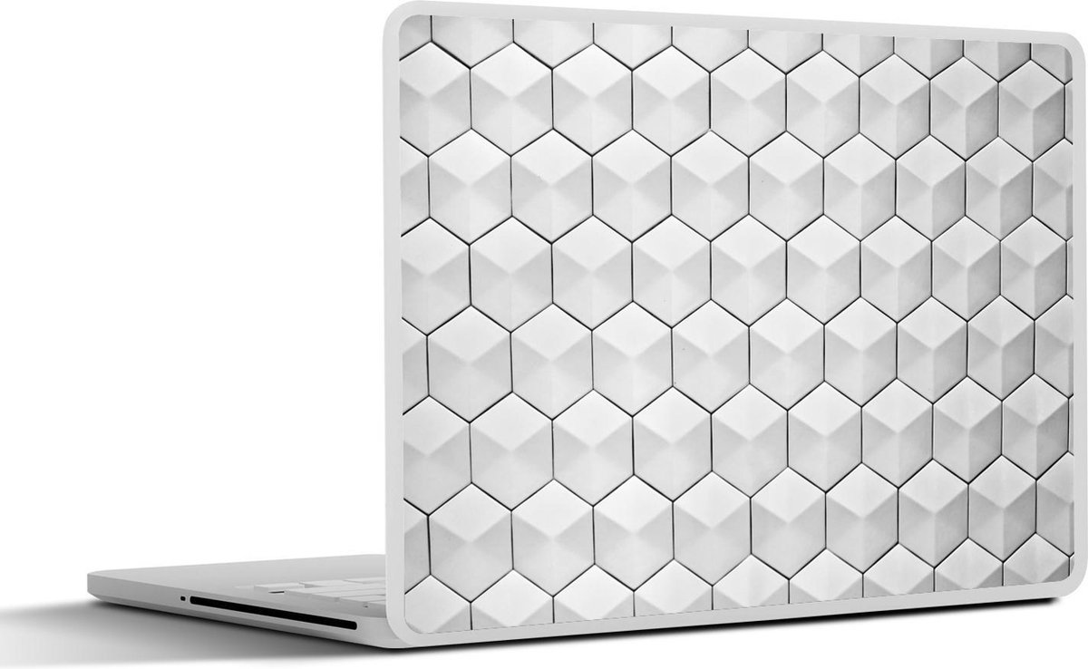 Laptop sticker - 10.1 inch - Achtergrond - Kubus - Grijs - 25x18cm - Laptopstickers - Laptop skin - Cover