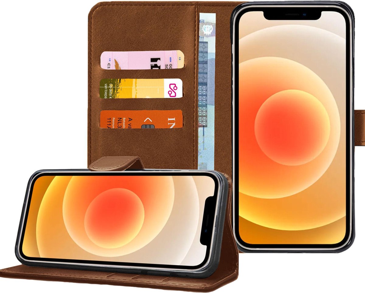 Geschikt voor iPhone 12 Pro Max - Bookcase Bruin - Portemonnee Hoesje