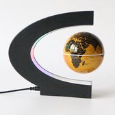 Afecto® Magnetisch Zwevende Wereldbol - Draaiende Globe - Wereldbol Met C- Vorm Verlichting - Wereldkaart - 360 graden - roterende zwevende lichtgevende magnetische wereldbol | gou