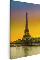 Artaza Canvas Schilderij Eiffeltoren In Parijs Tijdens Zonsopgang - 60x90 - Foto Op Canvas - Canvas Print