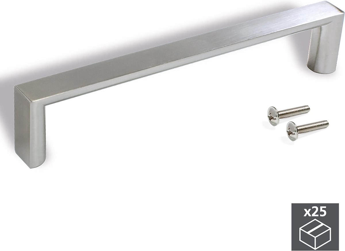 Emuca Meubelgrepen, gatenafstand 96 mm, Zamak, Satijnglans nikkel, 25 st.