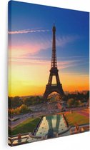 Artaza Canvas Schilderij Parijs Eiffeltoren Tijdens De Zonsopkomst - 30x40 - Klein - Foto Op Canvas - Canvas Print