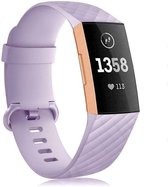 Siliconen Smartwatch bandje - Geschikt voor Fitbit Charge 3/4 silicone band - lila - Strap-it Horlogeband / Polsband / Armband - Maat: Maat L