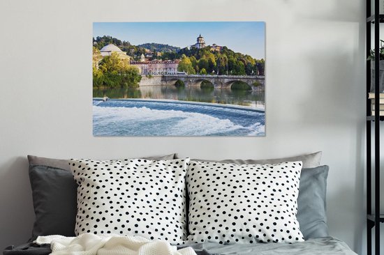 Tableau Toile Turin - Pont - Rivière - 90x60 cm - Décoration murale