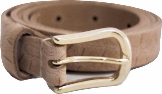Ceinture Femme Cuir Beige Nude Serpent 2cm Boucle Or Taille 75 (XS) Tannery.nl