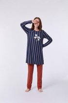 Woody pyjama meisjes/dames - multicolor gestreept - highlander koe - kip - 212-1-BLB-S/901 - maat M
