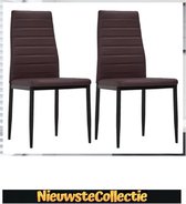 SALE!! - Stoel - 2 stuks - Stoelen - Eetkamer- Bruin - Kunstleer - Design - modern - Nieuwste Collectie