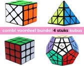 Combi voordeel pack 4 stuks kubus - Megaminx kubus 11x12 + cube 3x3 + Pyraminx kubus + Fisher cube (breinbreker) compleet editie!