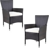 Set de 2 chaises de jardin en polyrotin  88x5x59cm avec coussin 7cm